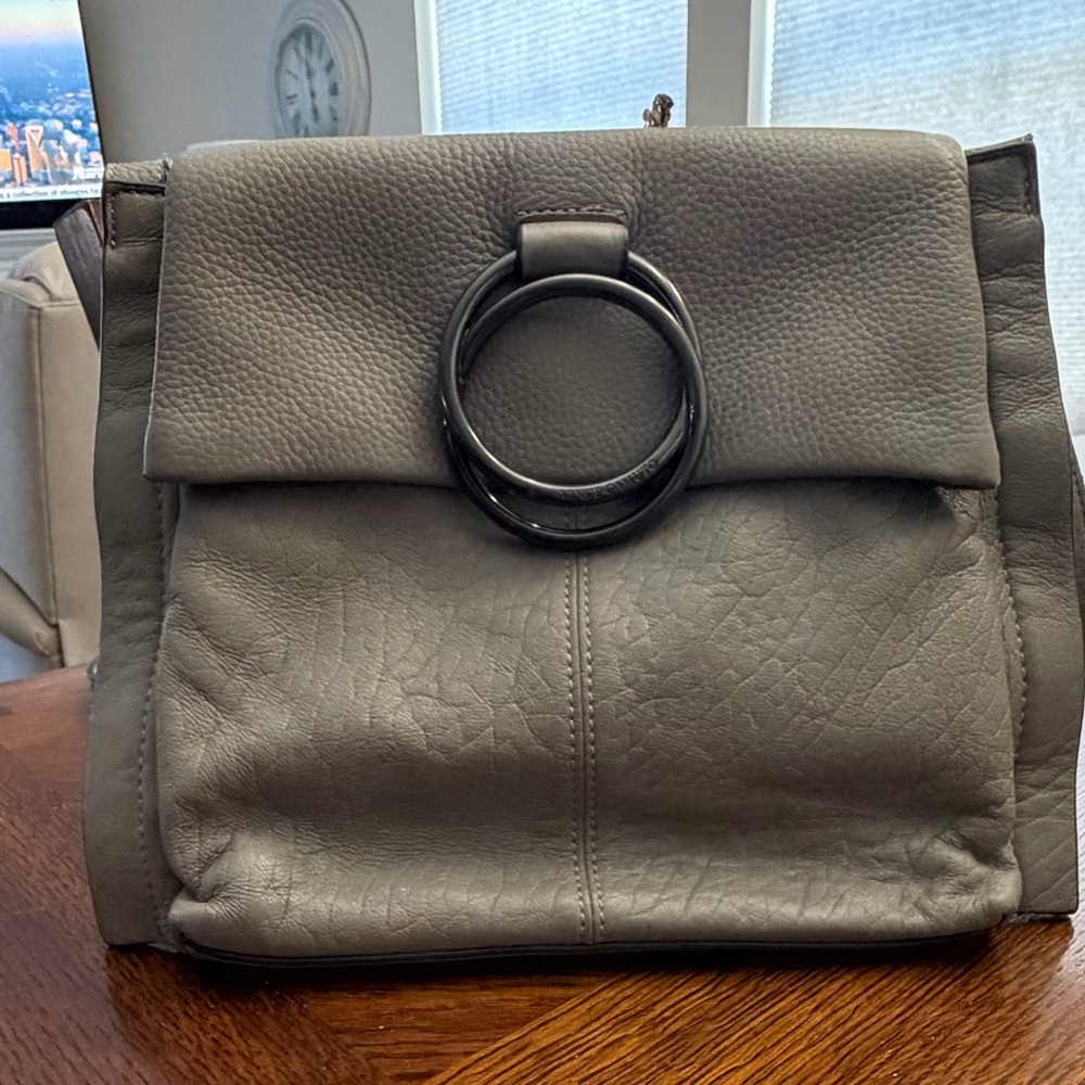 Elegant Gray Leather Women's Bag